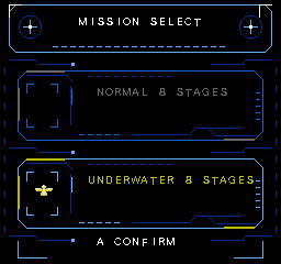 Two mission cards for Normal 8 Stages and Underwater 8 Stages, with the Underwater card and eagle cursor highlighted.