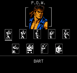 Nine character icons with Bart selected, showing his portrait and English name