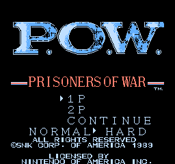 English title screen with 1P, 2P, CONTINUE, NORMAL and HARD choices