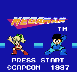 Mega Man and Roll on the title screen.